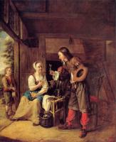 Pieter de Hooch - A Man Offering A Glass of Wine to a Woman